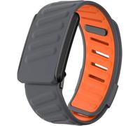 BKZYWSHS Bracelet en silicone confortable et durable, compatible avec WHOOP 4.0, bracelet de sport en silicone souple pour homme et femme, avec connecteur en U, Gris foncé et orange