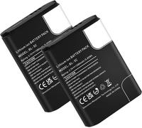 BL-5C Lot de 2 batteries rechargeables compatibles avec téléphone Nokia série 1100/2000/6000,radio domestique,appareil photo,télécommande TV,GPS,etc.,Li-ion,1580 mAh,3,7 V