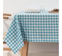 BL BELUM Nappe Vichy imperméable, anti-taches, bleu clair, taille 350 x 140 cm - Nappe Vichy imperméable en coton au toucher extra doux - Nappe Vichy anti-taches 100 % fabriquée en Espagne