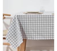 BL BELUM Nappe Vichy Imperméable, anti-taches, gris clair, 200 x 140 cm, coton toucher extra doux, 100 % fabriquée en Espagne