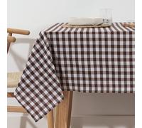 BL BELUM Nappe Vichy imperméable, anti-taches, marron, 140 x 140 cm, coton, toucher extra doux, 100 % fabriquée en Espagne