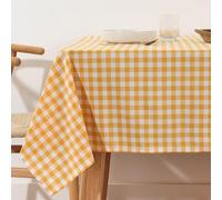 BL BELUM Nappe Vichy jaune imperméable, taille 300 x 140 cm, 100 % coton - Nappe à carreaux toucher extra douce, 100 % fabriquée en Espagne, certifiée OEKOTEX100