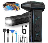 BL01 New Souffleur Air Comprimé,2025 Nouveau Modèle Mini Souffleur Dépoussiéreur Électrique avec Lampe de Poche pour Camping Éxtérieur, 180000 TR/Min avec Vitesse du Vent de Niveau 4 pour Voiture