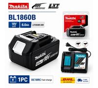 BL1860B BL1850B BL1830B Batterie Li-ion originale Makita 18V 6.0Ah pour 18V LXT, compatible avec BDF453SHE et BDF454Z, BL1815 BL1815N BL1820 BL1830 BL1840 BL1850 BL1860, packs de batteries uniquement,