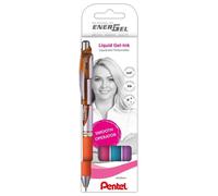 [BL77-4COL] Pentel kit de 4 Stylo roller à encre gel EnerGel XmRT orange, ver...