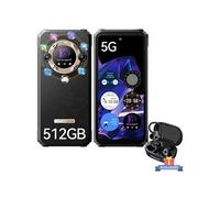 BL9000 Téléphone Portable Incassable 5G Double Ecran 24Go+512Go 6.78 8800mAh/120W Or avec Ecouteur Bluetooth Airbuds 60(Noir)