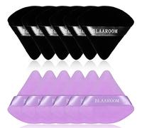 BLAAROOM Lot de 12 houppettes triangulaires en velours pur coton pour maquillage du visage - Pour poudre libre, maquillage humide et sec - Noir et violet