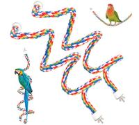 Blablablalu 2 PCS Bird Corde Perch, 24 Pouces Perche d'oiseau à Corde colorée pour Cage avec Aspiration, Jouets de Perroquet Amusant pour Grimper Les Accessoires de Cage à Oiseaux