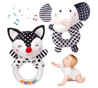 Blablablalu Baby Rattle 2pcs Mignon Dessin animé Elephant & Fox Infant Rattle en Peluche Baby Toys for Development and Interactive Play