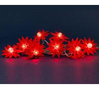 BLACHÈRE ILLUMINATION-Guirlande lumineuse avec poinsettias rouges à 10 LED rouges et câble argent sur piles - 1,80 m