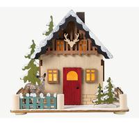 BLACHÈRE ILLUMINATION-Scénette chalet en bois coloré à 2 LED blanc chaud sur piles - 15 x 9 x 13 cm