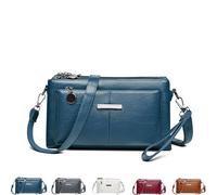 Blaciokamith Large Capacity Phone Bag Crossbody Bag,Fashion Multi Pockets Soft Leather Bag, for Phone Wallet Keys (Lake Blue)