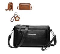 Blaciokamith Large Capacity Phone Bag Crossbody Bag, Goramblessip Fashion Multi Pockets PU Soft Leather Womens Shoulder Bag (Black)
