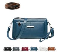Blaciokamith Large Capacity Phone Bag Crossbody Bag,Retro Multi Pockets Soft Leather Bag,Versatile Bags for Everyday Use (Blue)