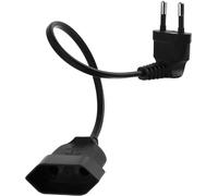 Black 0.3M 90 Degree Right Angle European Power Extension Cable Ideal for PC,Computer,Monitor,TV and Household Appliances