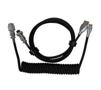 (Black) 1.5m Coiled Type C Cable For Mechanical Keyboard Aviator Connector Personalized