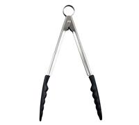 (Black, 24 cm) - Cuisipro Commercial-Quality Lockable Stainless Steel Tongs with Heat-Resistant Silicone Tips for Cooking and Serving, 24 cm/9.5 inch, Black
