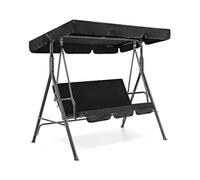 (Black)3 Seat Swing Canopies Seat Cushion Cover Set Patio Swing Chair Hammock Replacement Waterproof Garden