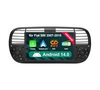 【Black 4+64GB】 Car Radio pour Fiat 500 2007-2015 avec écran Tactile de 7 Pouces, Android 14 Radio Support sans Fil Carplay/Android Auto GPS Navi WiFi 4G Bluetooth5.0 FM AM RDS DSP SWC