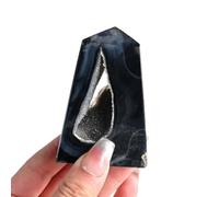Black Agate Crystal Cave Column Raw Stone Ore Single Pointed Four Prism Home Demagnetization Ornaments,100~200g Gemstone Stone
