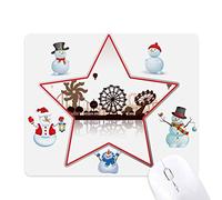 Black Amusement Park Facilities Outline Christmas Snowman Family Star Mouse Pad