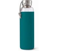 BLACK + BLUM - Bouteille d'Eau de Voyage en Verre Étanche et Légère avec Manchon de Protection - Acier Inoxydable, Nylon, Polypropylène, Silicone - Couleur Océan - 600 ml