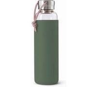 BLACK + BLUM - Bouteille d'Eau de Voyage en Verre Étanche et Légère avec Manchon de Protection - Matériaux Durables: Acier Inoxydable, Nylon, Polypropylène, Silicone - Couleur Olive - 600 ml