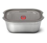 BLACK + BLUM - Boîte Repas Rectangulaire Hermétique - Inox Compatible Micro-Onde, Lave-Vaisselle, Four et Congélateur - Couvercle Sécurisé - 900ml - Gris/Rouge