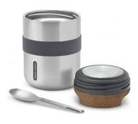 BLACK + BLUM - Flasque Alimentaire Isotherme Thermo Pot - Acier Inoxydable, Bouchon Hermétique - Chaleur 6H, Froid 8H - Sangle & Cuillère - 550ml - Argent/Gris