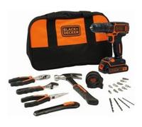 Black and Decker BDCDC18HTSA - Perceuse visseuse 18V 1,5Ah Li-Ion avec accessoires et outils à main G