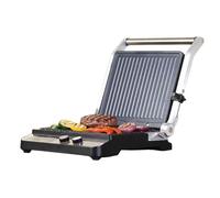 Black & Decker Grill électrique 2-en-1 2000W — Plaque chauffante et grill, Ouverture 180°, Écran LCD