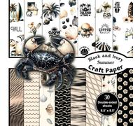 Black and Ivory Summer Craft Paper: Decorative Scrapbook and Pattern Paper Book. 8.5 x 8.5 inches, 15 styles, 30 double-sided sheets.