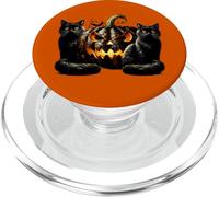 Black and Orange Halloween Cat Gothic Pumpkin for Goth Mom PopSockets PopGrip pour MagSafe