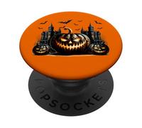 Black and Orange Halloween Must Haves Creepy Pumpkin Face PopSockets PopGrip Adhésif