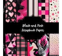 Black and Pink Scrapbook Paper, Geometrical Junk Journal Paper, Abstract Decorative Paper, DIY Projects, Origami, Collage Sheets Decoupage Paper, 10 Designs, Double Sided