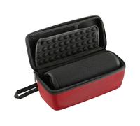 (Black and red)Portable Speaker Case for Flip 7 Speaker Bag with Handle Strap and Mesh Pocket for Accessories Soft Interior Lining Black and red