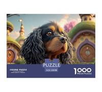 Black and Tan Cocker Spaniel Dog 1000 Pcs Carton Premium Coffret De Puzzles Fantasy Dog Decor Stimulant Et Éducatif Jeu Créatif Puzzles As Birthday Gifts 52x38cm/1000pcs