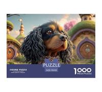 Black and Tan Cocker Spaniel Dog 1000 Pièces Carton Extra-épais Coffret De Puzzles Fantasy Dog Decor Stimulant Et Éducatif Jeu Créatif Puzzles pour Adultes Et Enfants 70x50cm/1000pcs