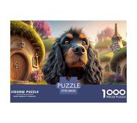 Black and Tan Cocker Spaniel Dog 1000 Pièces Carton Premium Coffret De Puzzles Fantasy Dog Decor Anti-Stress Défi Unique Puzzles pour Adultes Et Enfants 38x26cm/1000pcs