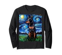 Black and Tan Coonhound Starry Night Art - Cadeau pour Amoureux des Chiens Manche Longue