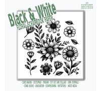 Black and White Floral Pattern Scrapbook Paper - Single Design - 20 Double-sided Sheets: Ideal DIY Papercrafts & Mixed Media Projects (Decoupage, ... Scrapbooking, Card Making, Invitations)