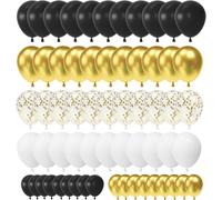 Black And White Gold Balloon, 70 Pieces Black And Gold Balloons, Latex Balloons Blue White Metallic Confetti Gold, Black Gold White Balloons For Birthdays, Weddings, Christenings, Baby Showers,
