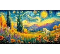 Black-and-White-Horses-nuzzle-in-a-Floral-Landscape 1000 pièces Puzzle pour Adultes Stimulant Jeux éducatifs Extremement Difficile pour Adultes et Enfants de 12 Ans et Plus 38x52/1000 pièces