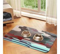 Black and White Line Art Tapis d'alimentation pour chien et chat en cuir absorbant la nourriture et bol d'eau Imperméable sans taches Séchage rapide Antidérapant 60 x 40 cm