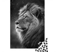 Black and White Lion Puzzle pour Adultes Snowy Portrait 1000 Pièces Papier Recyclé pour Adultes Puzzle Jeu Éducatif Et Stimulant Excellente Idée De Cadeau 70x50cm/1000pcs