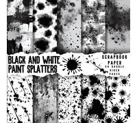 Black and White Paint Splatters scrapbook paper, 8.5x8.5, 10 Designs, 20 Double-Sided Sheets: Scrapbooking Paper for Junk Journals, Decorative craft ... & Mixed Media, Origami, Collage & Card Making