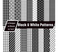 Black and White Patterns Scrapbook Paper Craft Pad: 18 Geometry Designs, 36 Double-Sided Sheets Printed on 8.5"x8.5" Size Paper. Perfect for ... Gift Wrapping, Origami, DIY Projects Etc.
