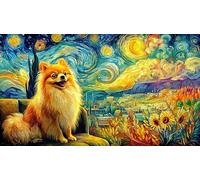 Black-and-White-Pomeranian-Puppy-Among-Flowers Puzzle 1000 pièces Papier recyclé Extremement Difficile Jeu Stimulant pour Femmes et Hommes à des Fins de Relaxation 38x26/1000 pièces