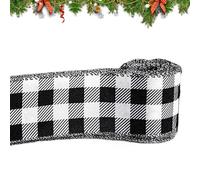 Black and White Ribbon - Decorative Ribbon for Holiday and Wreath Making | Classic Pattern Craft Ribbons, Christmas Bow Material for Home Decoration Wedding Party Favors, 455x6.5cm Black White