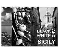 Black and White Sicily (Wall Calendar 2027 DIN A3 landscape), CALVENDO 12 Month Wall Calendar: Tranquil Sicily in black and white pictures